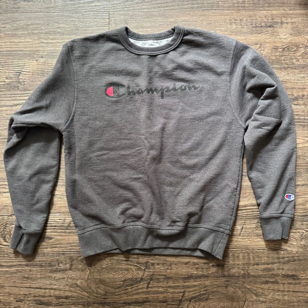 Champion crew neck Sweatshirt Men's Size M Gray - large script logo